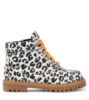 Sophia Webster Tia Combat Boots Girls Kids 13 Multi Leopard Print Leather KHD705