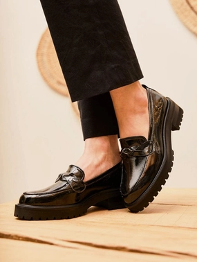 Spell Recycled Grain Patent Leather Vegan Loafers | Ink Black