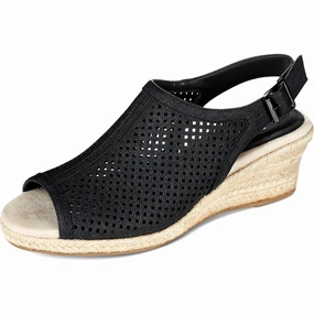 Stacy Womens Perforated Espadrille Wedge Sandals