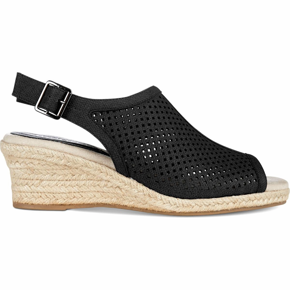 Stacy Womens Perforated Espadrille Wedge Sandals