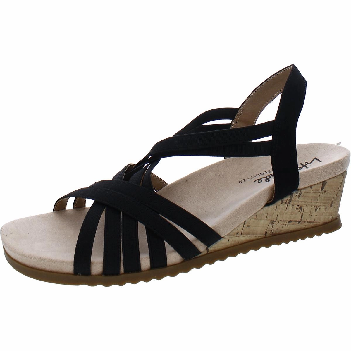 Stellar Womens Strappy Cork Wedge Sandals