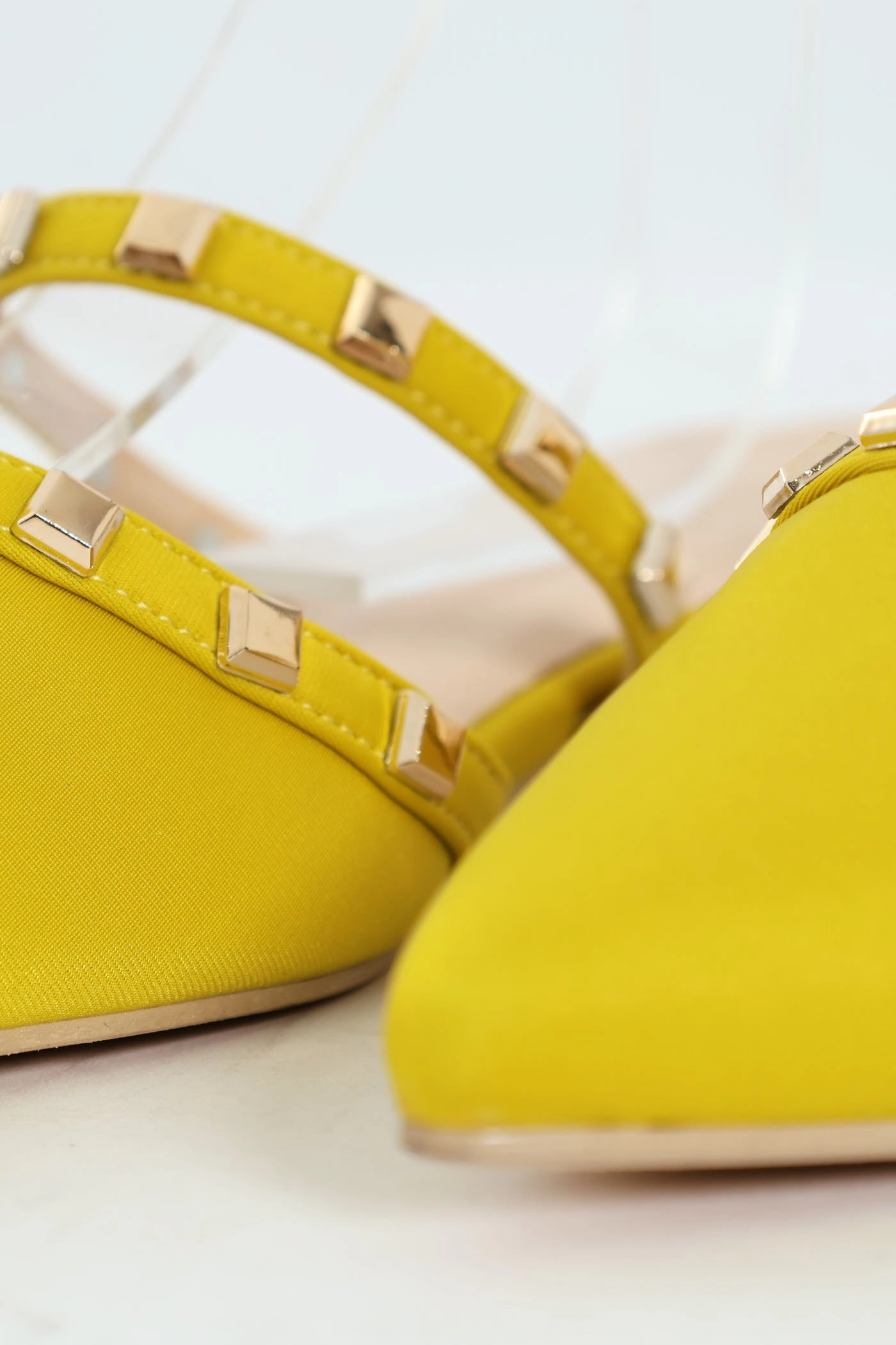 Studded Straps Pointy Mule Push In - Chartreuse