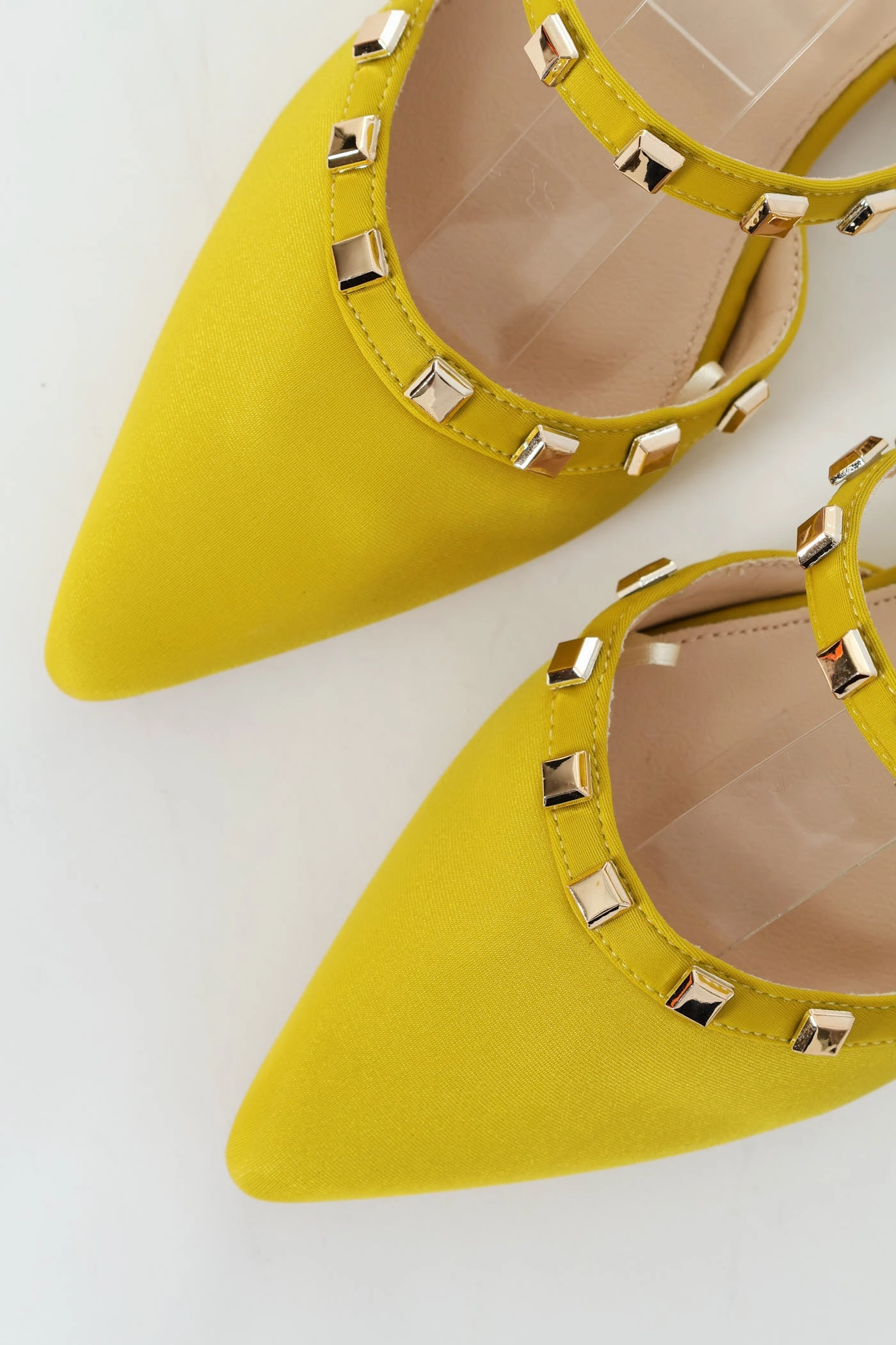 Studded Straps Pointy Mule Push In - Chartreuse