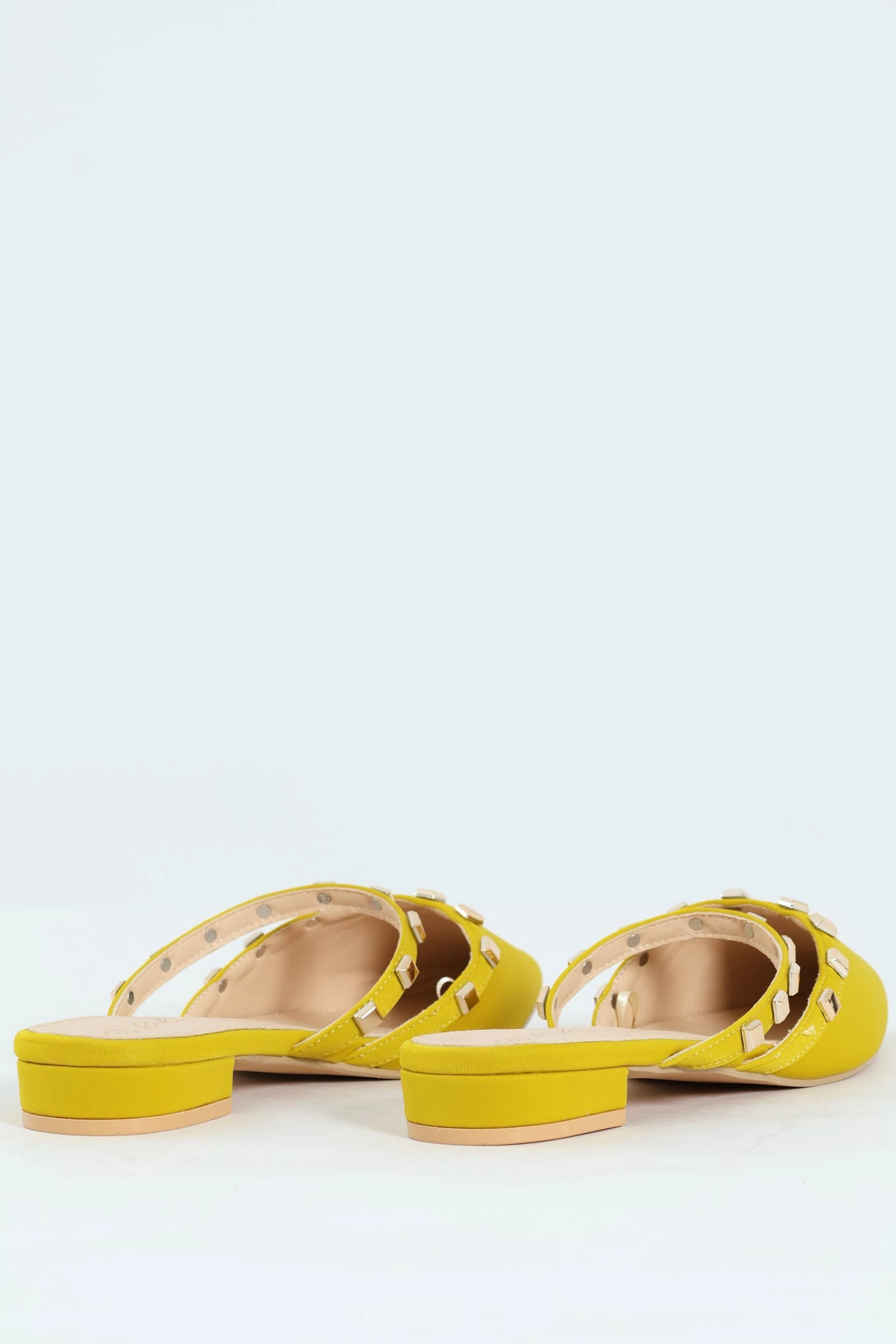Studded Straps Pointy Mule Push In - Chartreuse