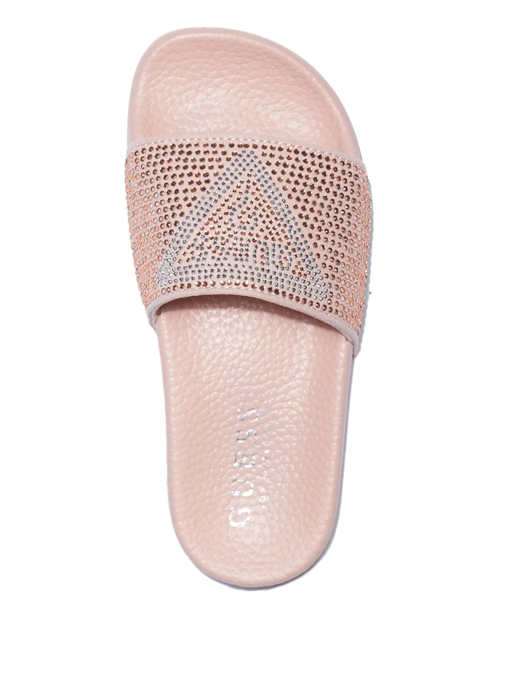 Sugar Rhinestone Logo Slide Sandals