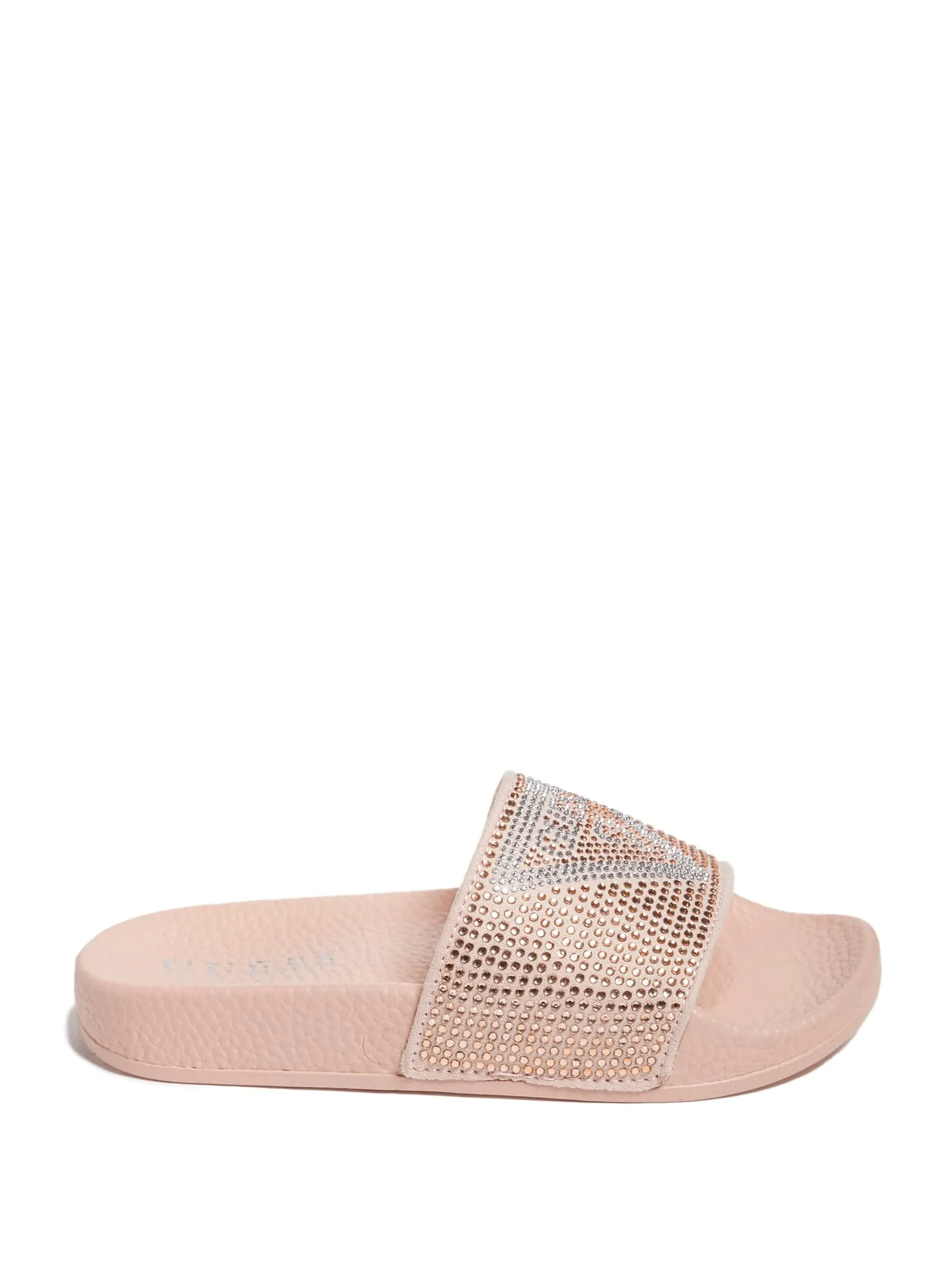 Sugar Rhinestone Logo Slide Sandals