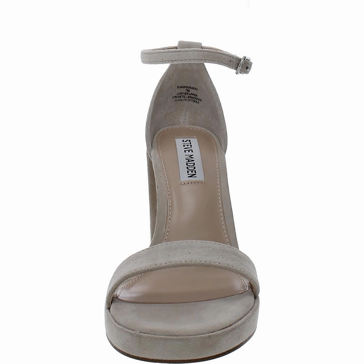 Susan Womens Solid Ankle Strap Heels