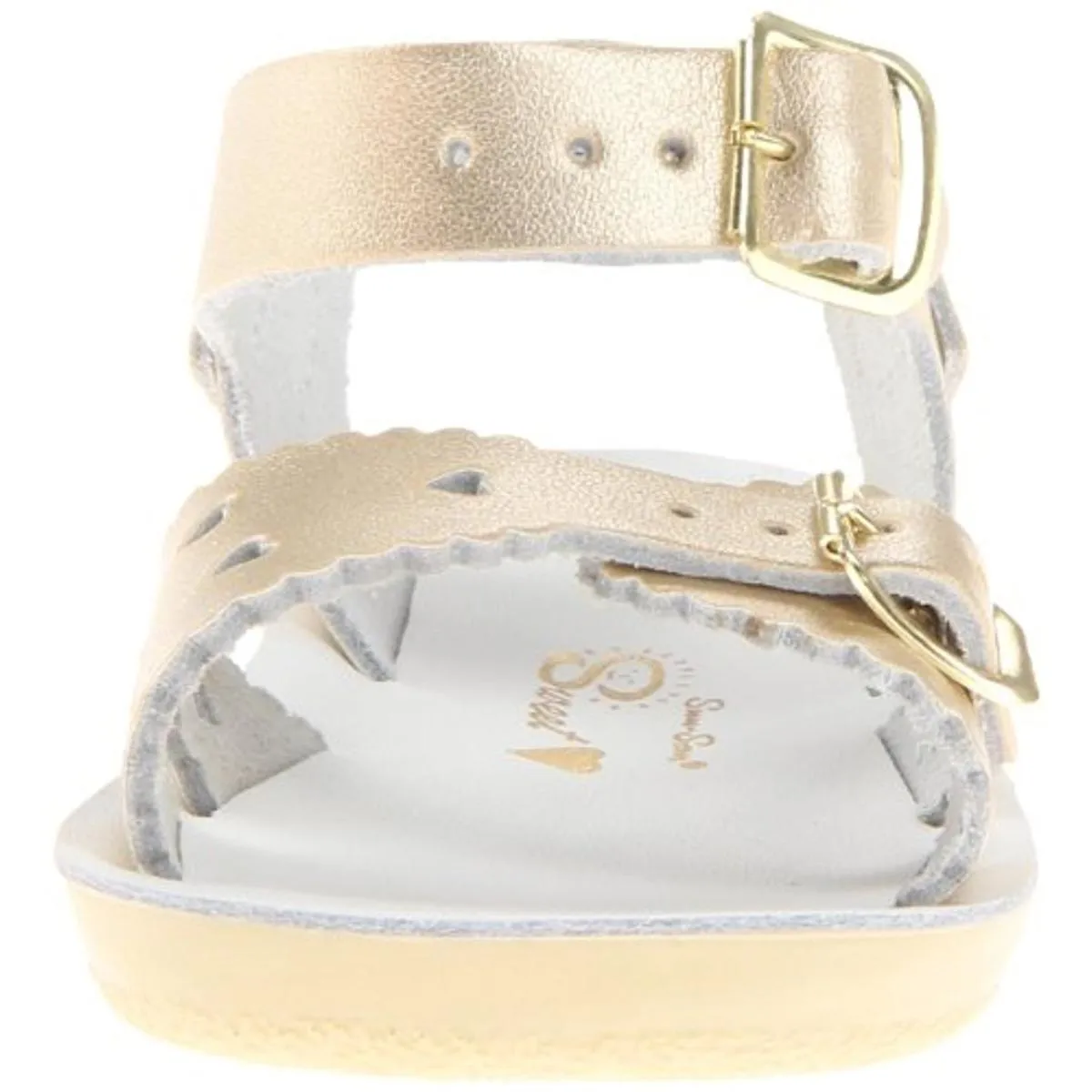 Sweetheart Girls Faux Leather Scalloped Sandals