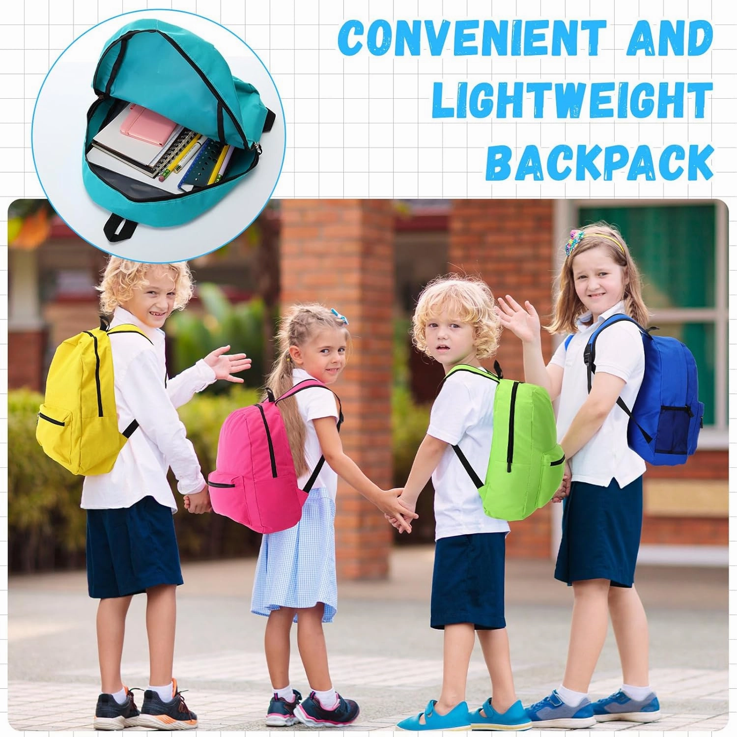 Sweetude 30 Pcs Backpack in Bulk 16" School Bookbags for Kids Lightweight Student Backpack Basic Casual Backpacks School Supply Kits for Girls Boys, 15 Colors