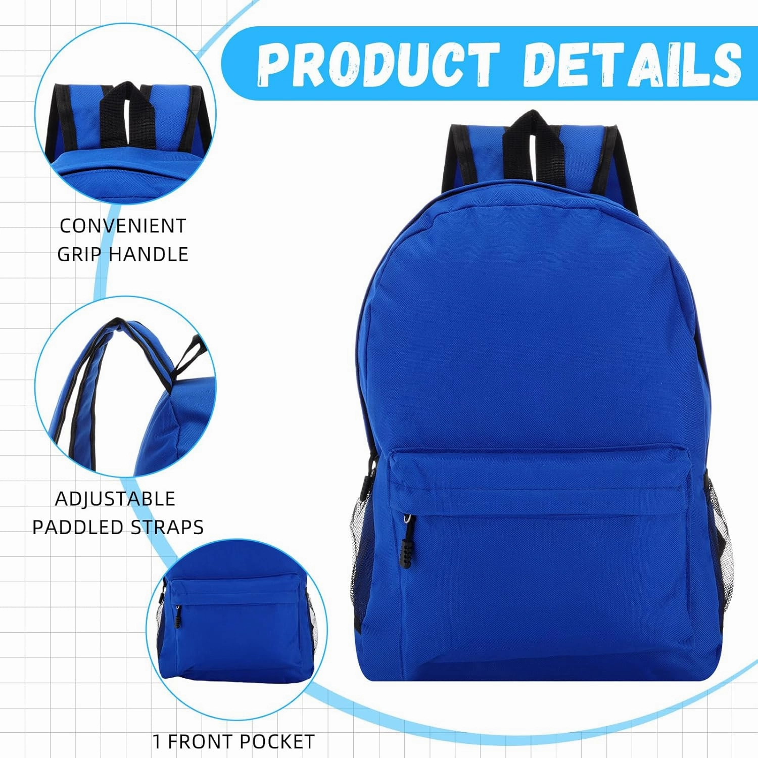 Sweetude 30 Pcs Backpack in Bulk 16" School Bookbags for Kids Lightweight Student Backpack Basic Casual Backpacks School Supply Kits for Girls Boys, 15 Colors