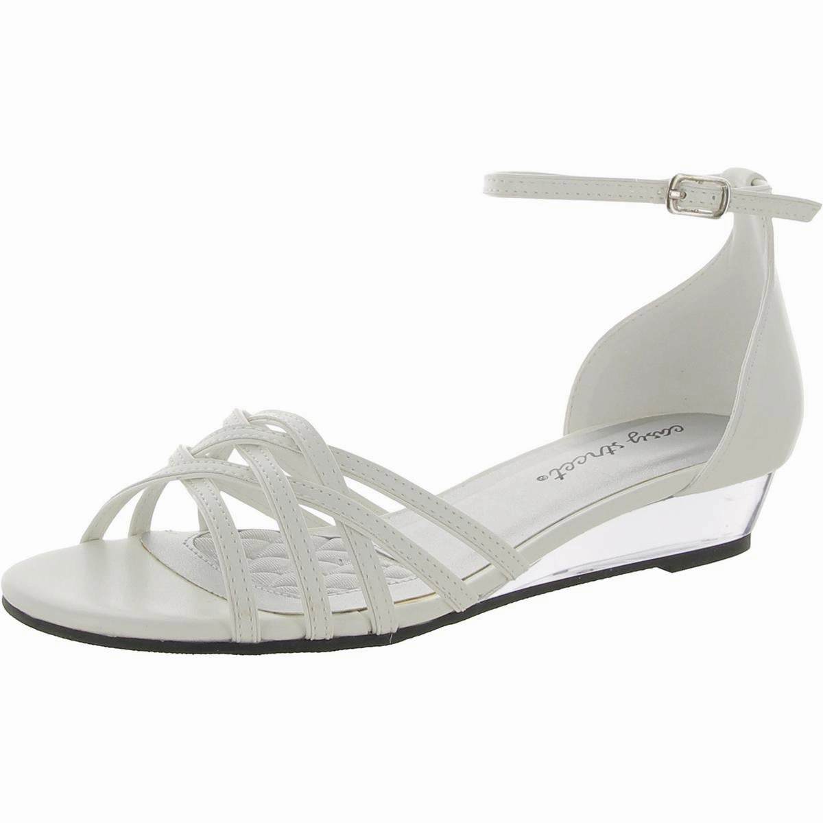 Tarrah Womens Faux Leather Dressy Wedge Sandals