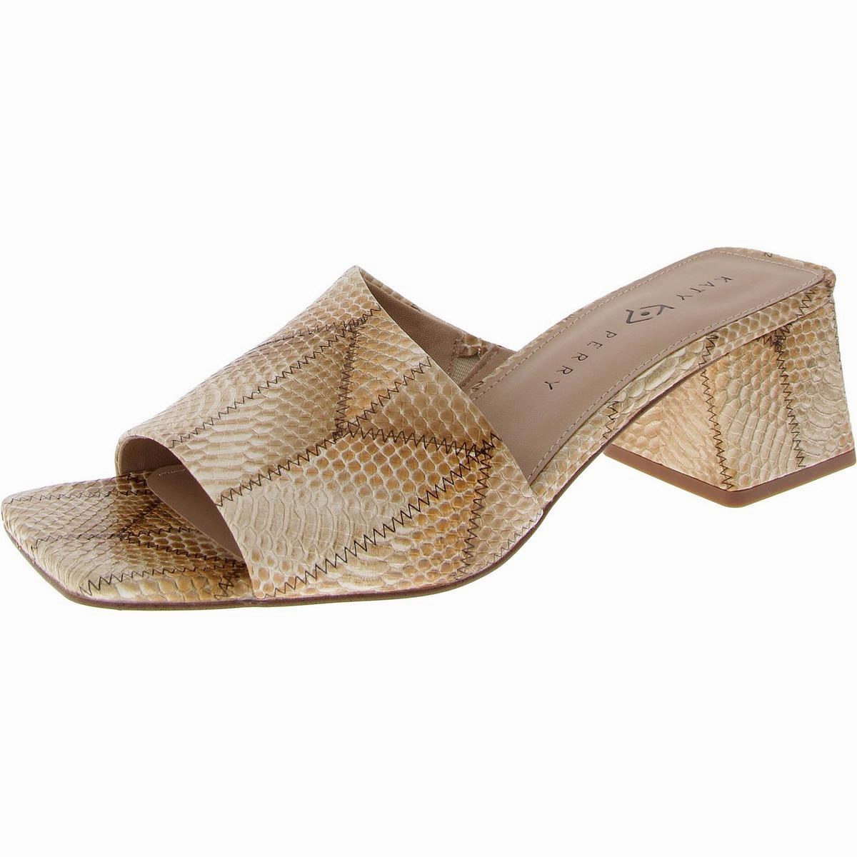 The Gemm Womens Faux Leather Square Toe Block Heel