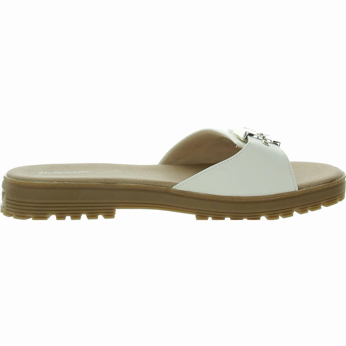 Think Iconic Womens Faux Leather Slip On Slide Sandals