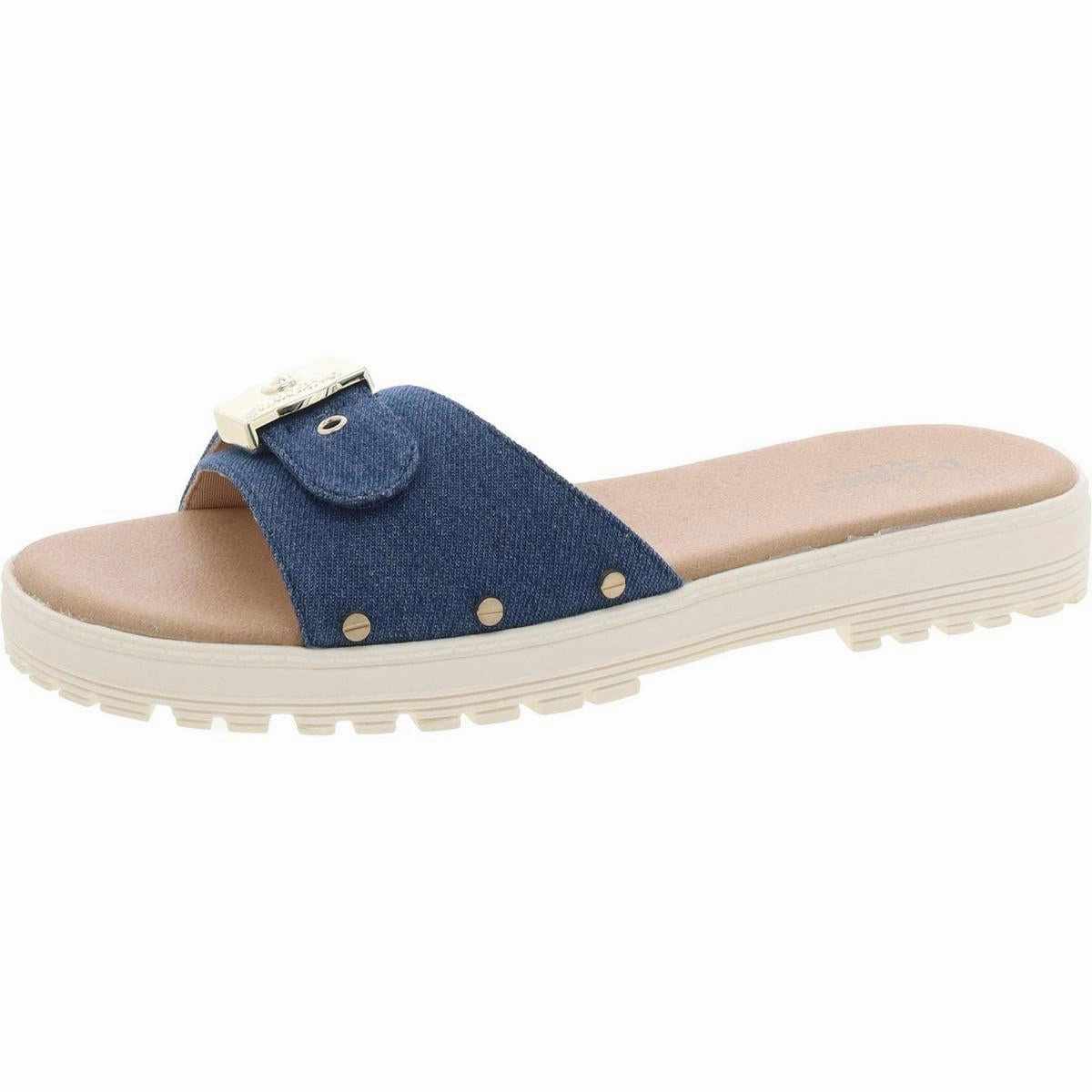 Think Iconic Womens Faux Leather Slip On Slide Sandals