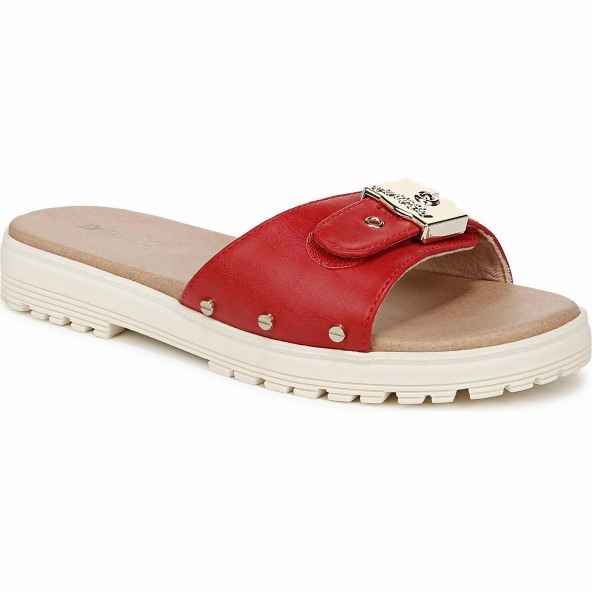 Think Iconic Womens Faux Leather Slip On Slide Sandals