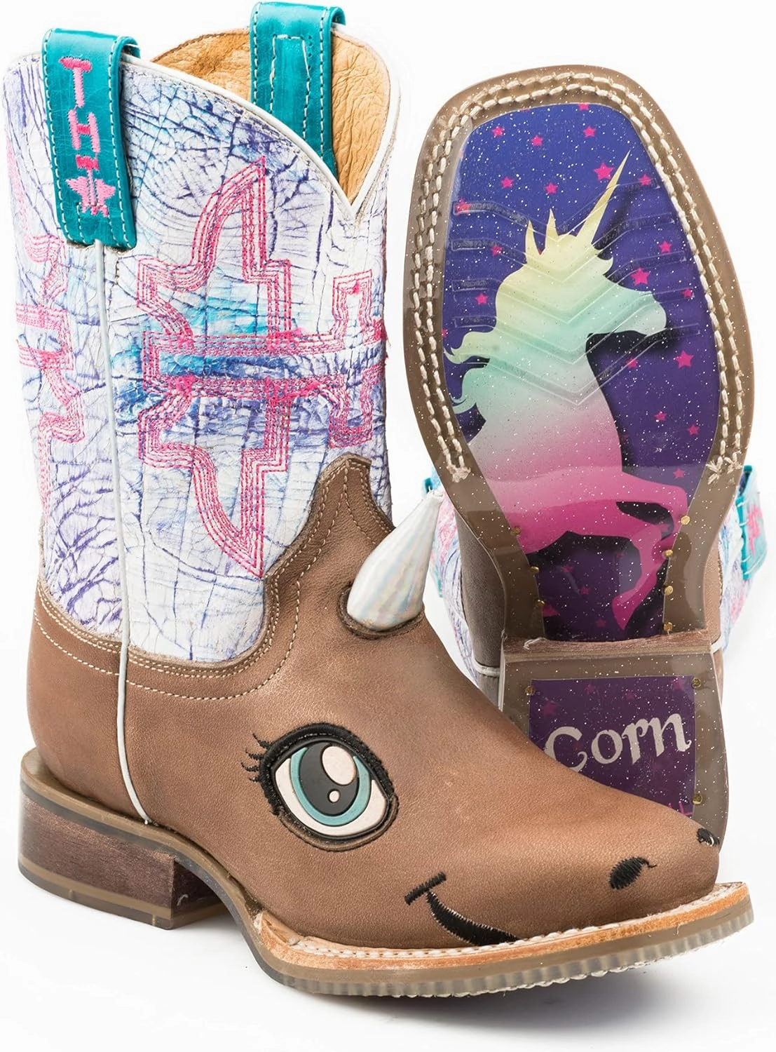 Tin Haul Girls' Unicorn Western Boot Square Toe - 14-018-0077-0804 TA 3 D