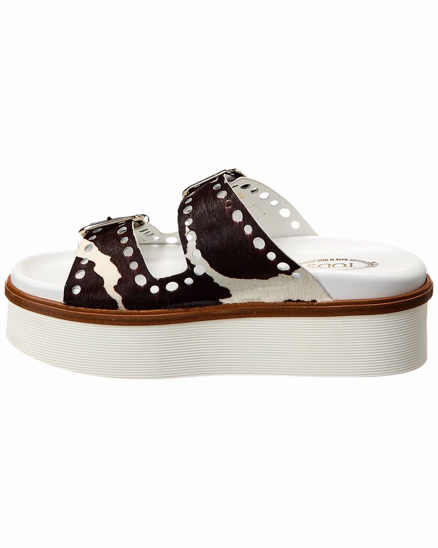 TODs Logo Haircalf Platform Sandal