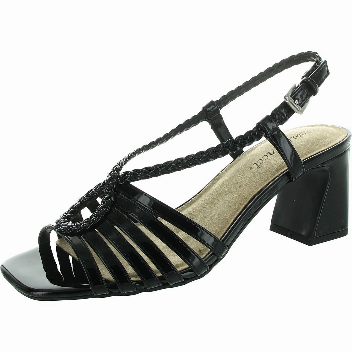 Topaz Womens Faux Leather Ankle Strap Heels