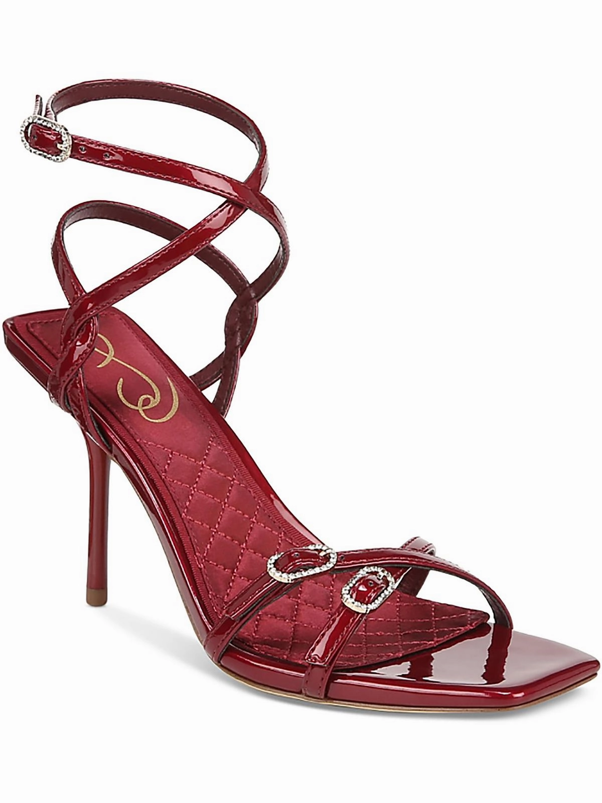 Trevin Womens Patent Rhinestone Slingback Sandals