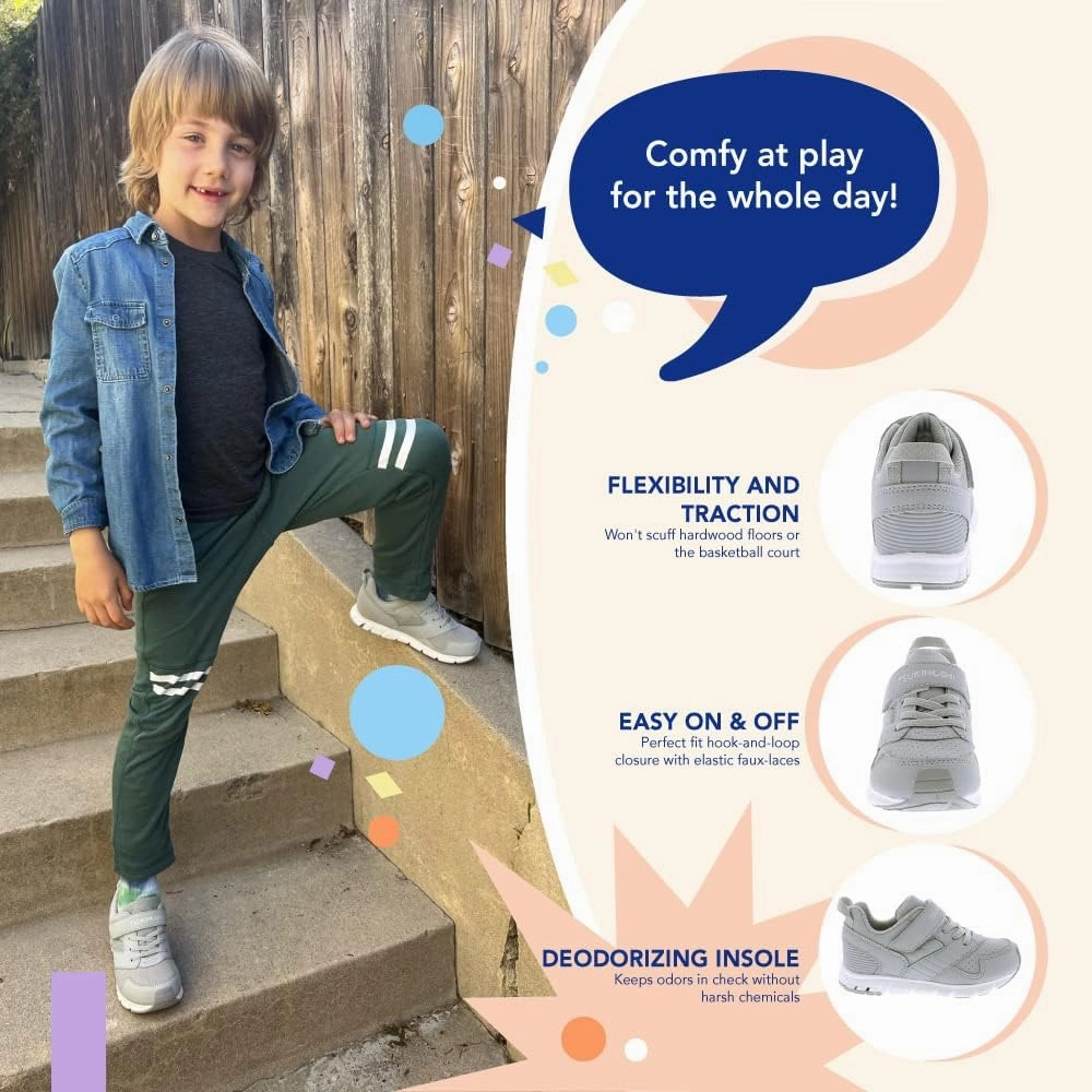 TSUKIHOSHI 3581 Charge BTS Strap-Closure Back-to-School Shoes for Boys and Girls with Wide Toe Box and Slip-Resistant, Non-Marking Outsole - for Kids Ages 1-12