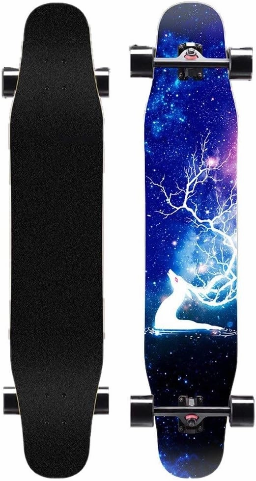 TXTC Complete Skateboard 47 Inch Cruiser Professional Skateboard with Flash Wheel for Boys Girls Kids Adults Beginner Longboard (Color : B)