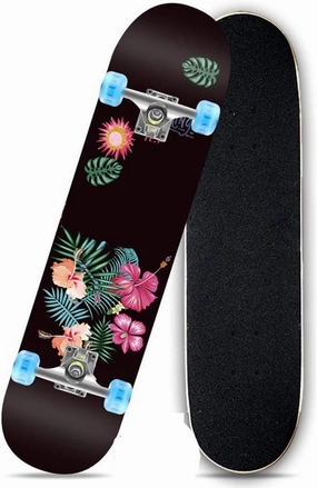 TXTC Four-Wheel Standard Skateboards for Beginners/Children/Adults/Teenagers with 7 Lays Maple Deck and Colorful Flashing Wheels Suitable for Kids Outdoor Sports (Color : D)