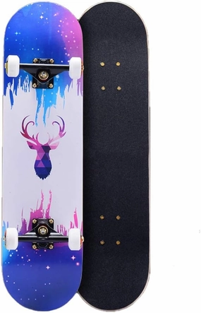 TXTC Kids Skateboard Maple Deck for Beginners Adult Boys Girls Youth Cruiser Skate Board,Longboard Skateboards for Outdoor Sports (Color : A)
