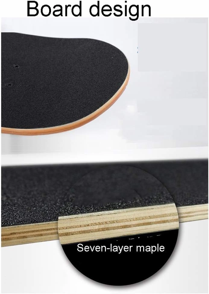TXTC Standard Skateboards for Kids Boys Girls Youths Beginners Starter-Complete Longboard 7 Layer Maple Pro Cruiser,Black Skateboard (Color : F)