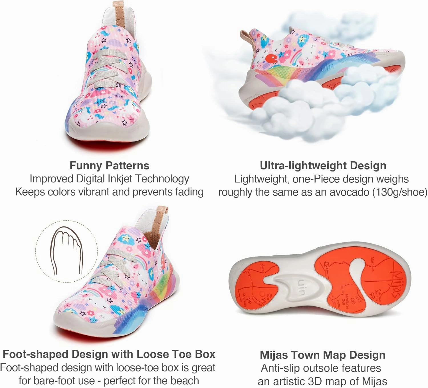 UIN Kid's Fashion Sneakers Lightweight Casual Comfortable Boys Girls Funny Painted Travel Shoes Mijas