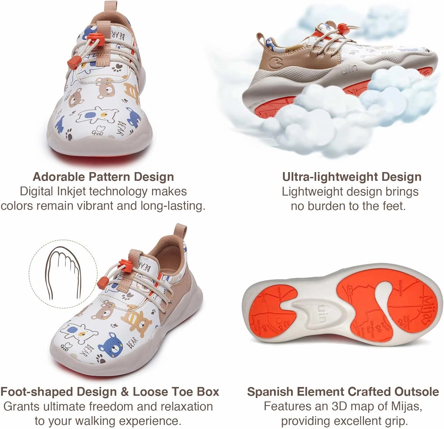 UIN Kid's Fashion Sneakers Lightweight Casual Comfortable Boys Girls Funny Painted Travel Shoes Mijas