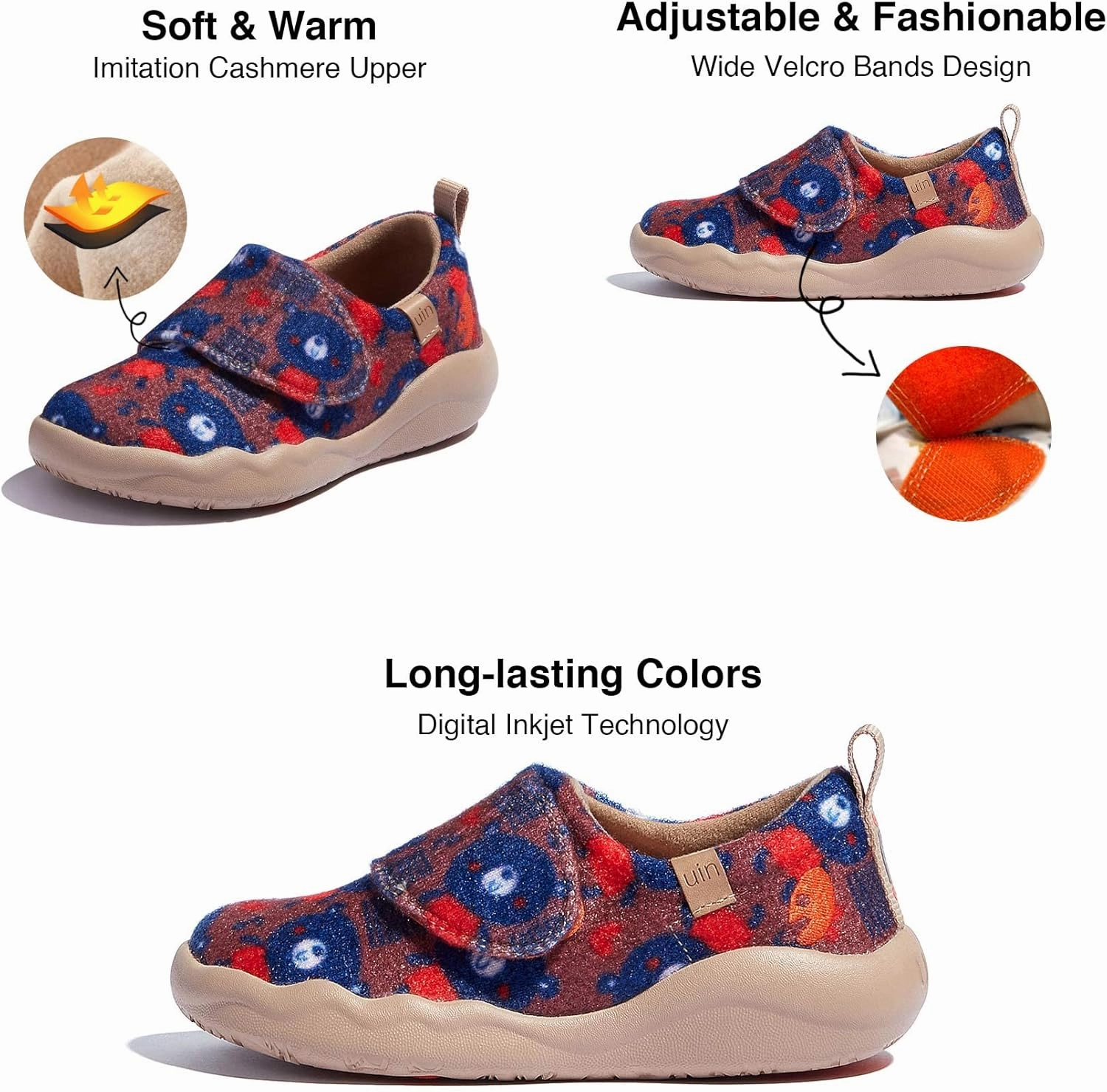UIN Kid's Slip On Fashion Sneakers Cute Casual Fancy Art Painted Comfort Soft Toledo 