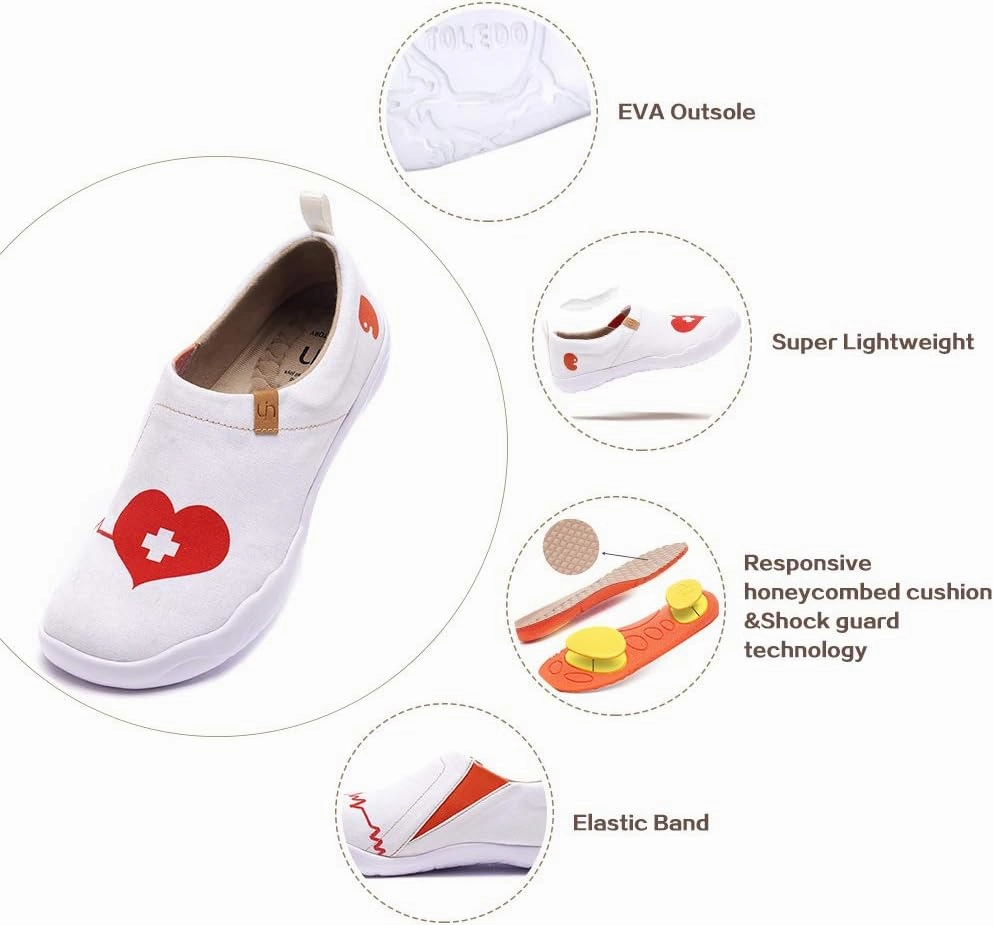 UIN Women's Slip On Sneakers Casual Loafers Knitted Art Painted Comfort Soft Walking Shoes
