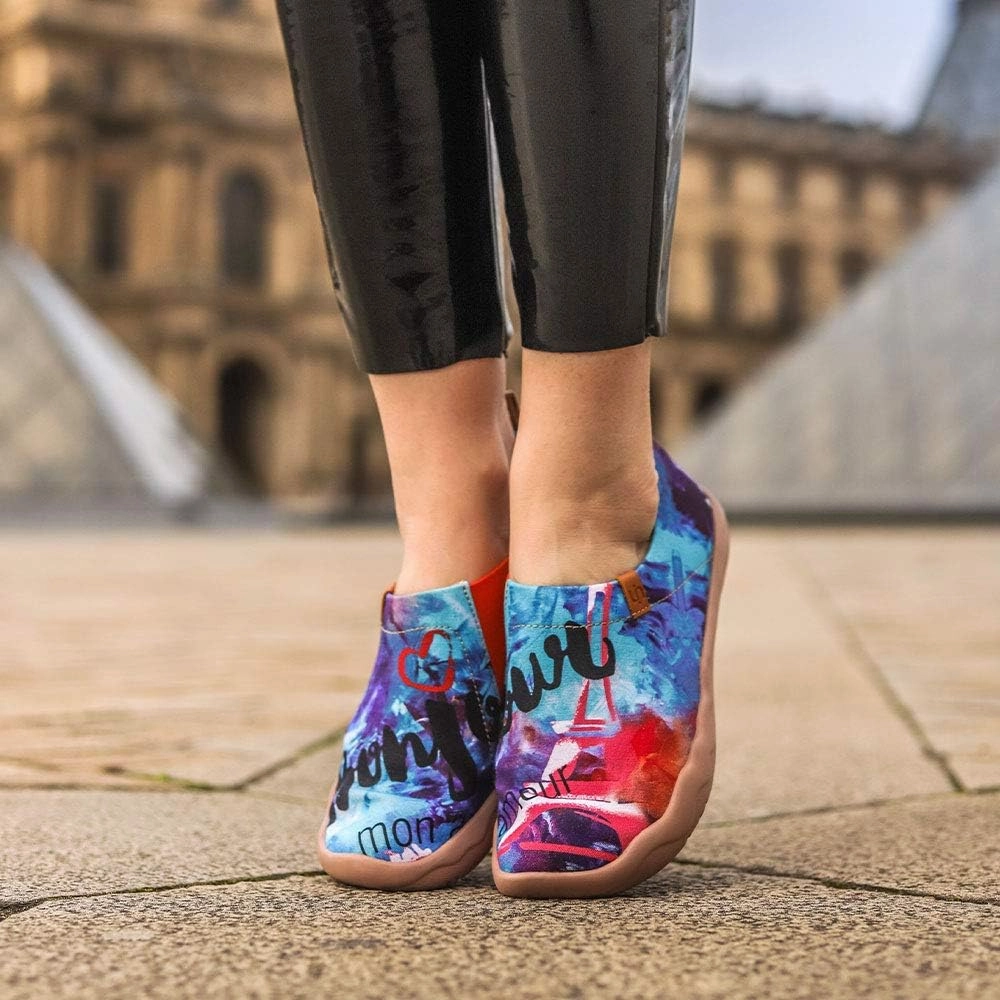 UIN Women's Slip On Sneakers Casual Loafers Knitted Art Painted Comfort Soft Walking Shoes