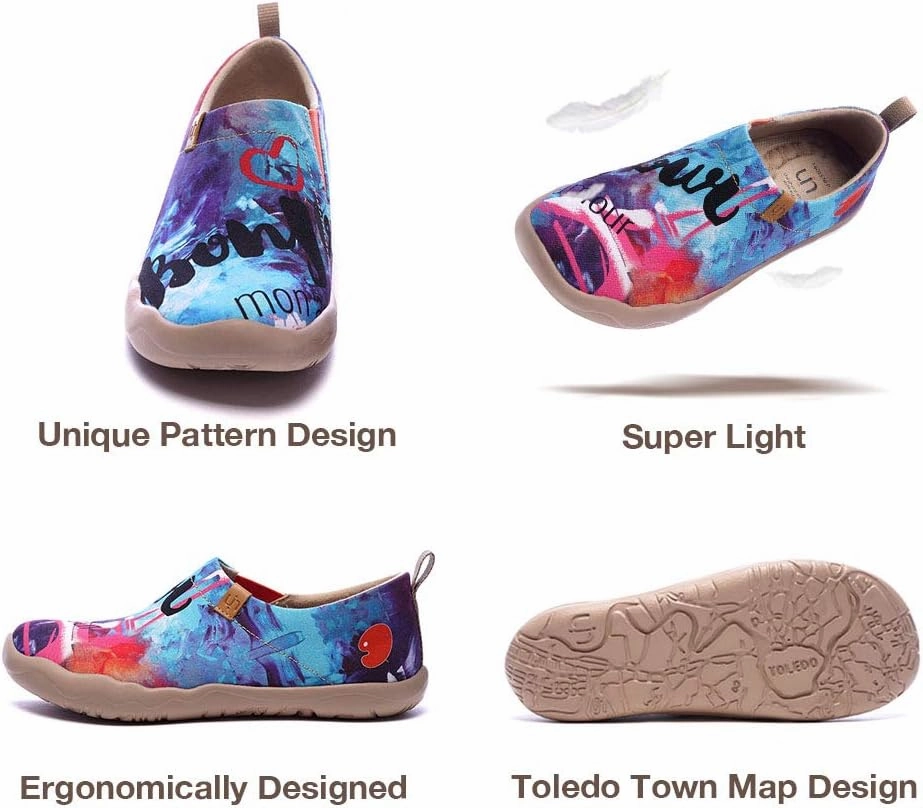 UIN Women's Slip On Sneakers Casual Loafers Knitted Art Painted Comfort Soft Walking Shoes