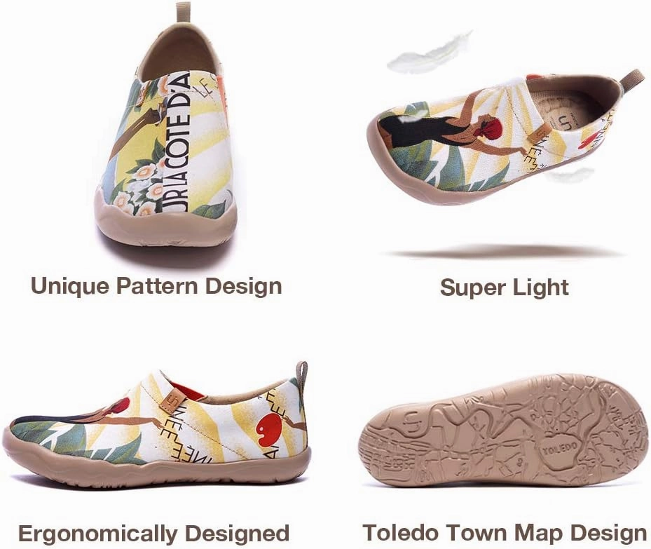UIN Women's Slip On Sneakers Casual Loafers Knitted Art Painted Comfort Soft Walking Shoes