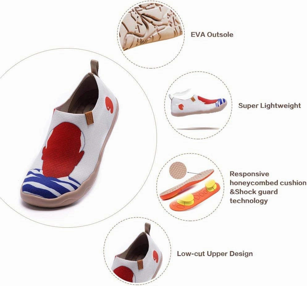 UIN Women's Slip On Sneakers Casual Loafers Knitted Art Painted Comfort Soft Walking Shoes