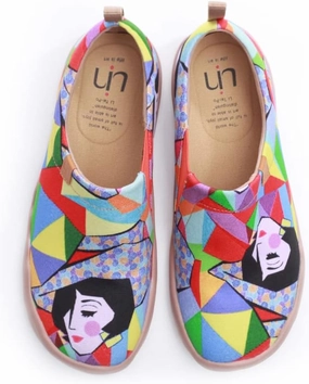 UIN Women's Slip Ons Art Painted Loafers Comfort Walking Canvas Flats Casual Travel Shoes Toledo Rainbow Girl (10.5)