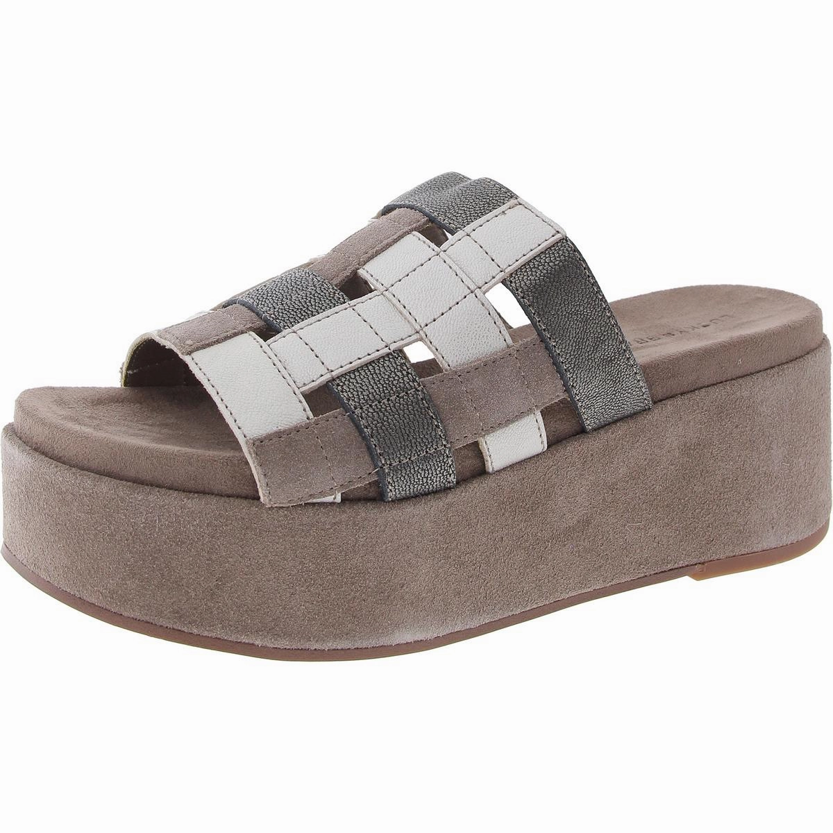 Ulrich Womens Leather Wedge Platform Sandals