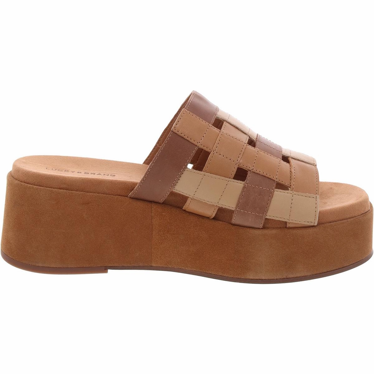 Ulrich Womens Leather Wedge Platform Sandals