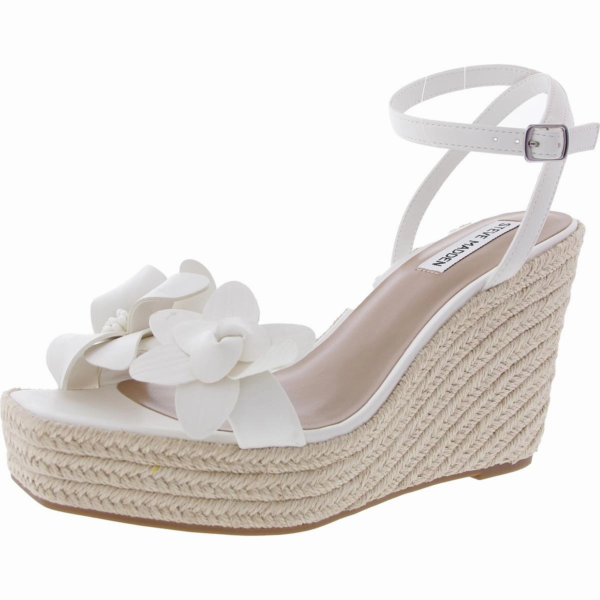 Universal Womens Applique Faux Leather Wedge Sandals