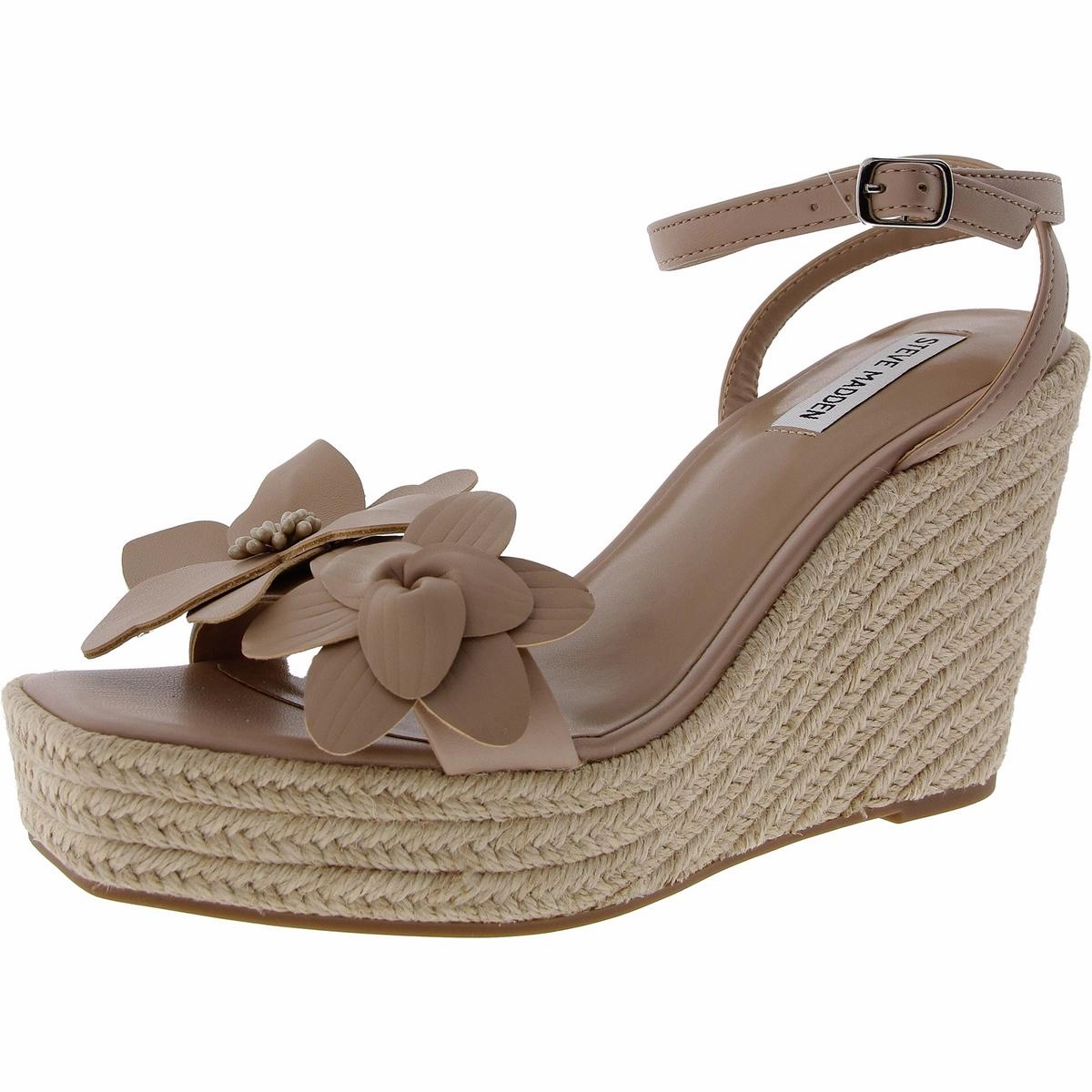 Universal Womens Applique Faux Leather Wedge Sandals