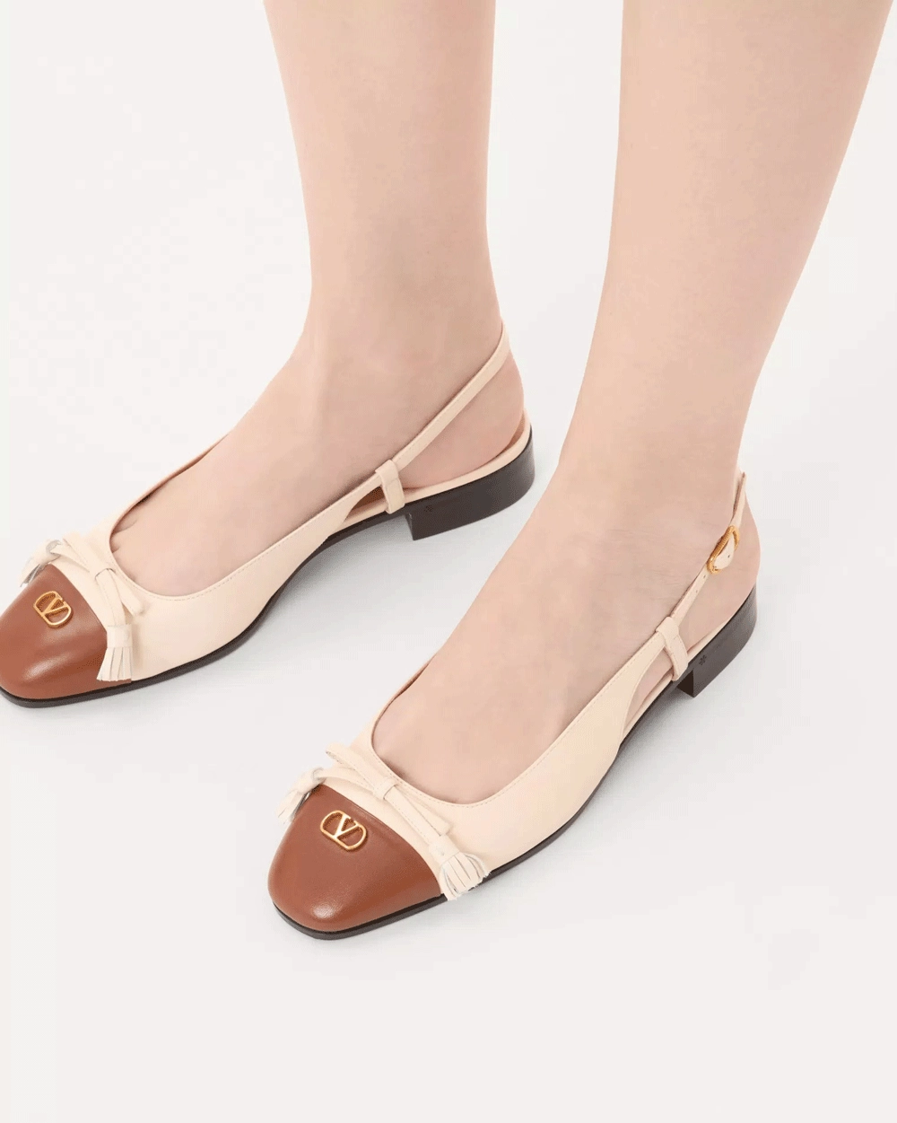 Valet du roi Kid Ballerina Slingback in White Tobacco
