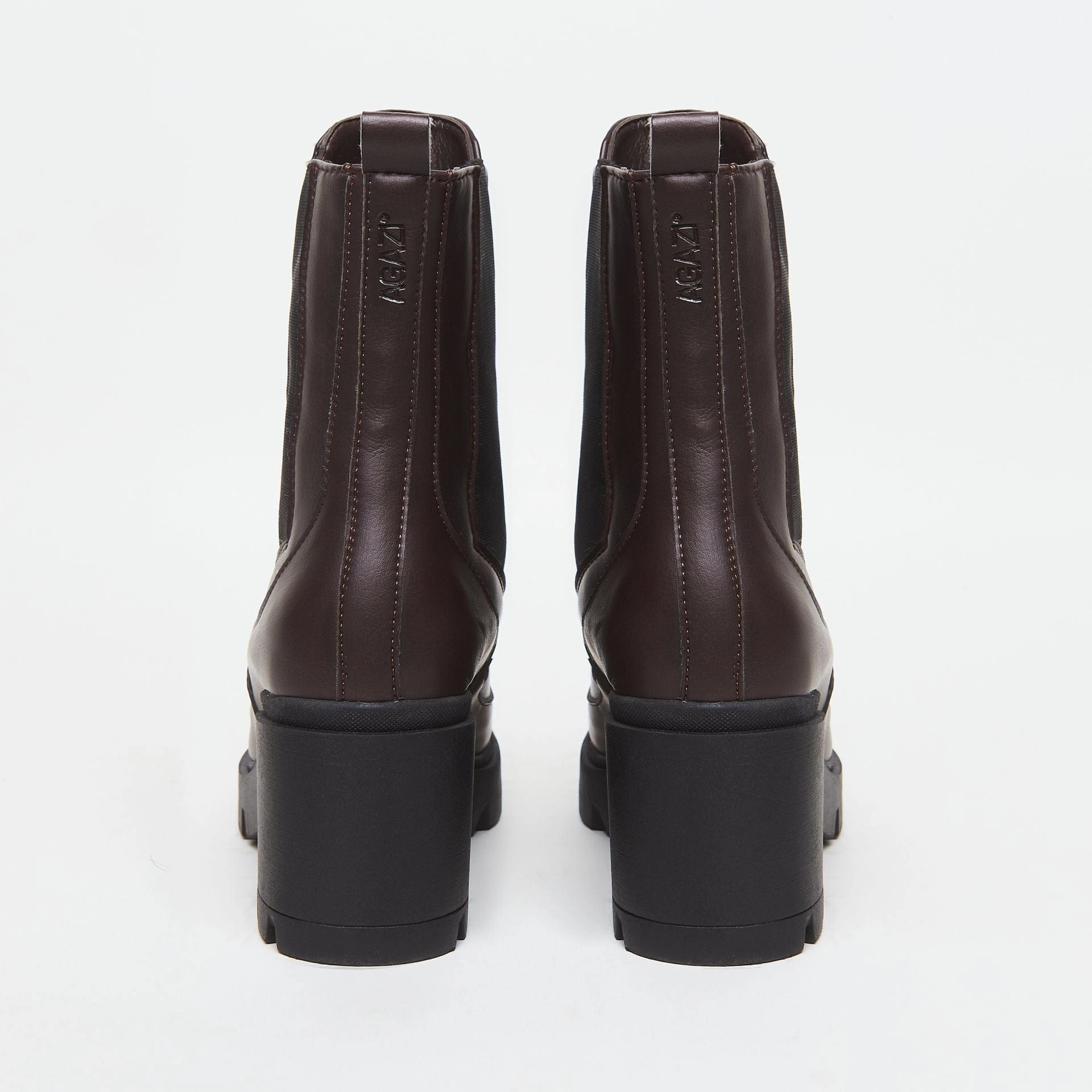 Vicky Vegan Leather Heeled Boots | Chocolate