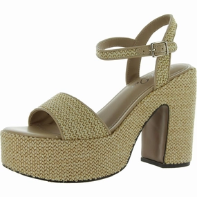 Vidaa Womens Open Toe Raffia Ankle Strap