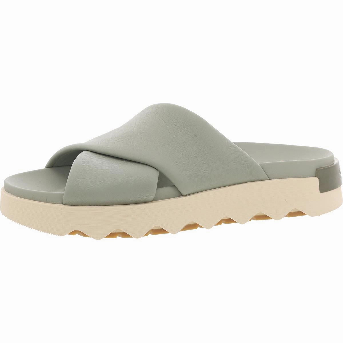 Viibe Womens Leather Peep-Toe Slide Sandals