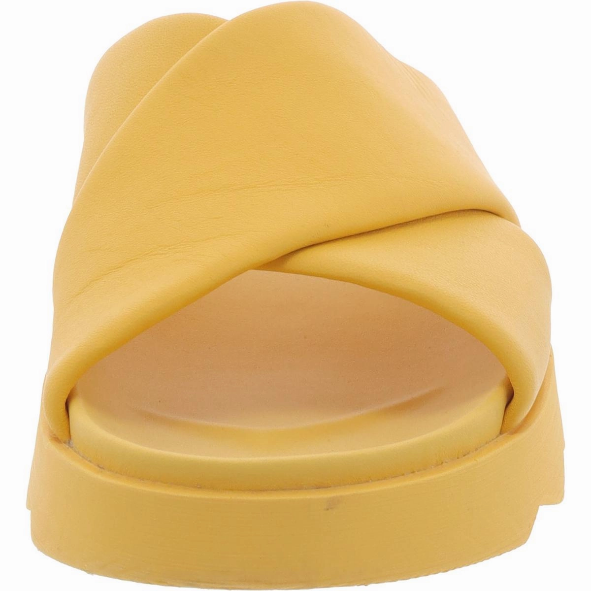 Viibe Womens Leather Peep-Toe Slide Sandals