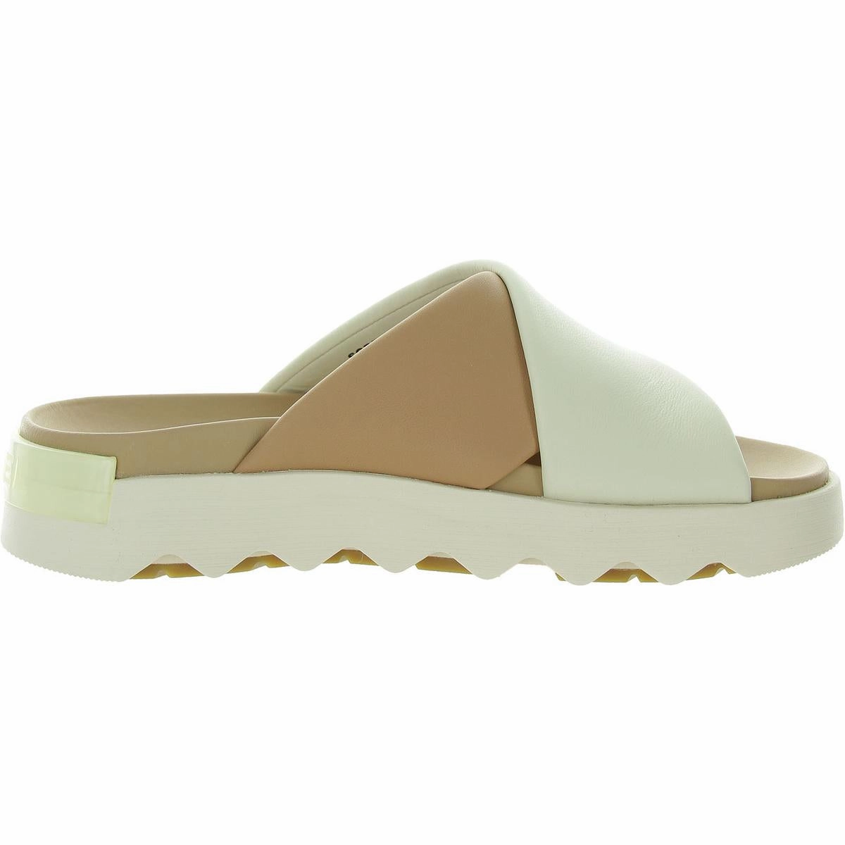 Viibe Womens Leather Peep-Toe Slide Sandals