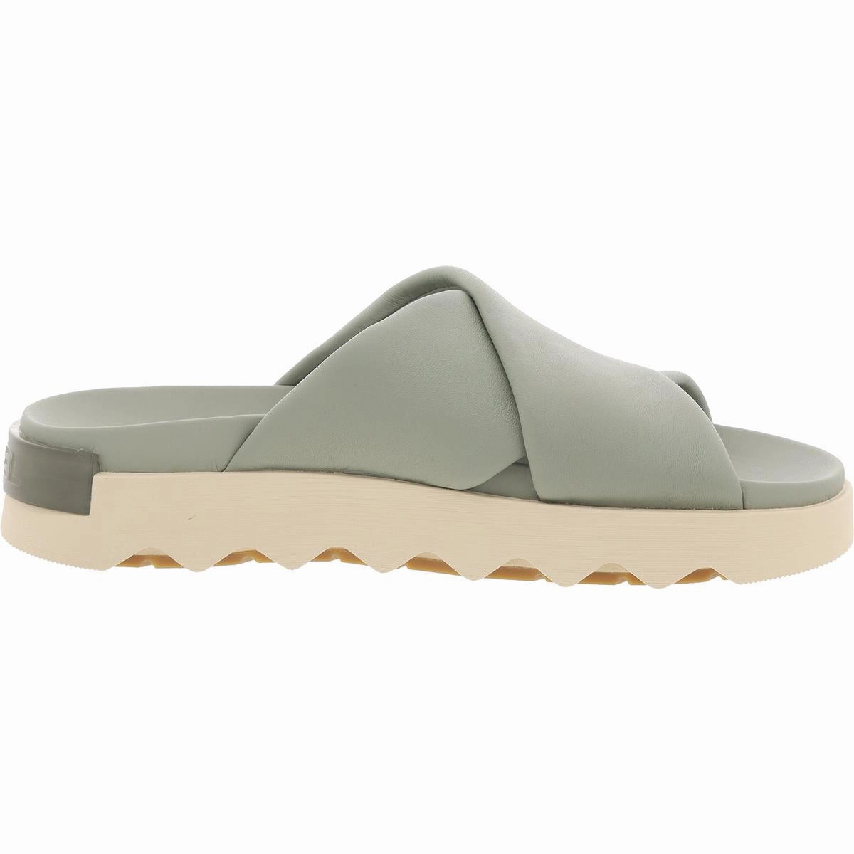 Viibe Womens Leather Peep-Toe Slide Sandals