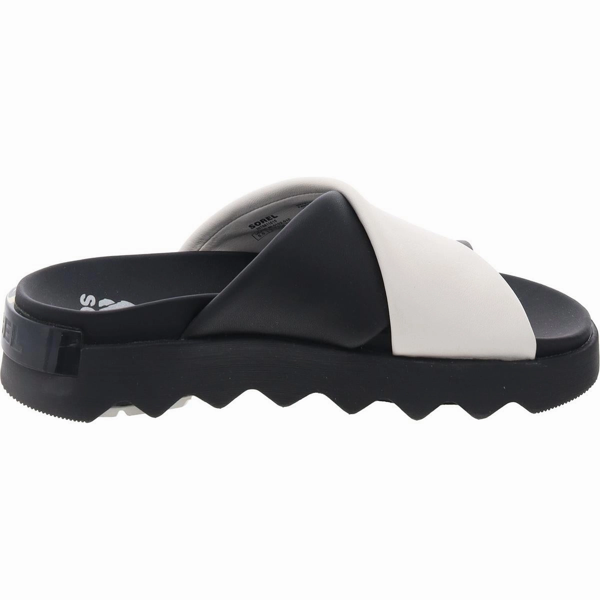 Viibe Womens Leather Peep-Toe Slide Sandals
