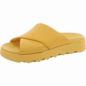 Viibe Womens Leather Peep-Toe Slide Sandals